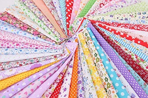 20 Piece polycotton bundle of floral's and spotty Leaves fabrics 25 cm x 25 cm