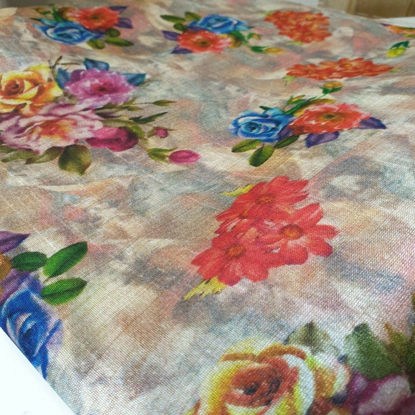 Polyester Faux Raw Silk Digital Print Fabric – 44" Wide Floral, Abstract & Frida Kahlo Inspired Dress, Craft & Quilting