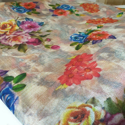 Polyester Faux Raw Silk Digital Print Fabric – 44" Wide Floral, Abstract & Frida Kahlo Inspired Dress, Craft & Quilting