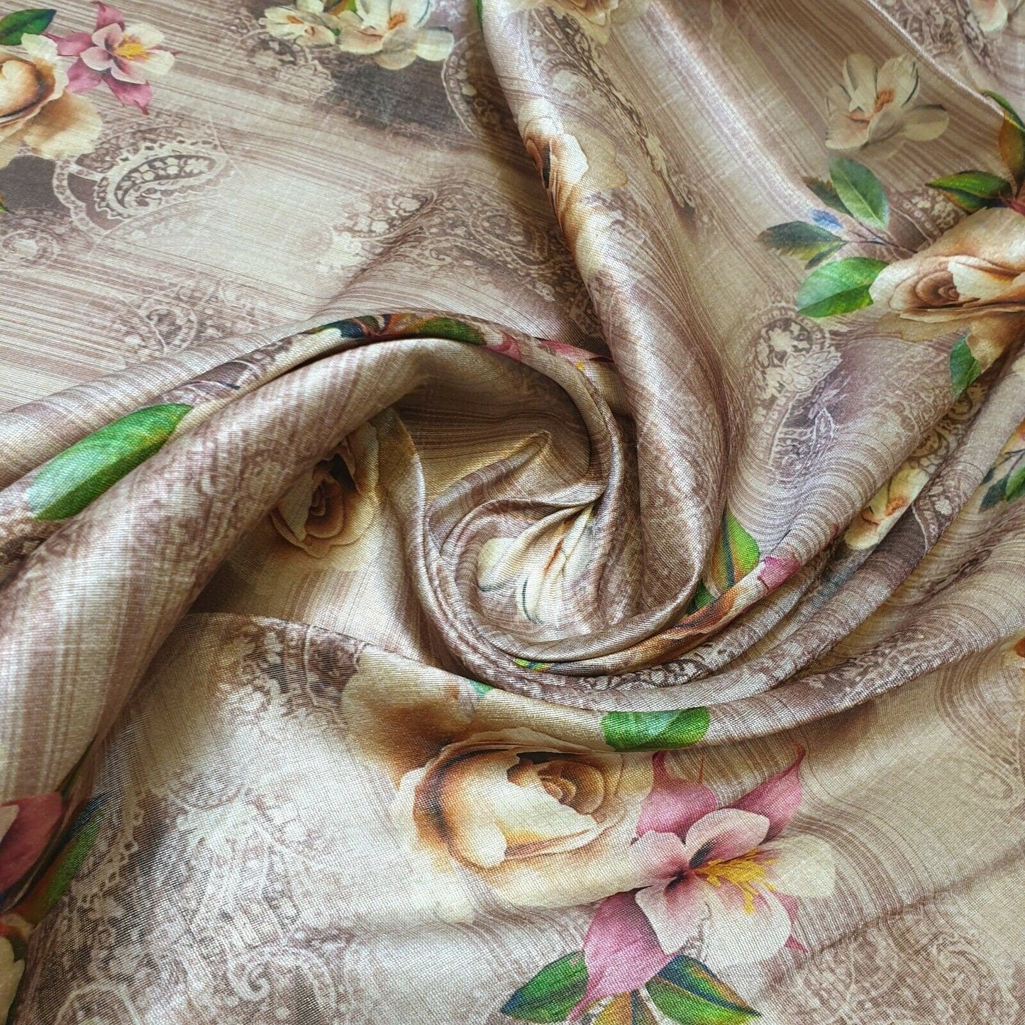 Polyester Faux Raw Silk Digital Print Fabric – 44" Wide Floral, Abstract & Frida Kahlo Inspired Dress, Craft & Quilting