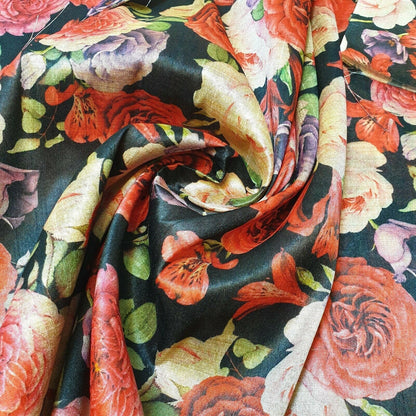 Polyester Faux Raw Silk Digital Print Fabric – 44" Wide Floral, Abstract & Frida Kahlo Inspired Dress, Craft & Quilting
