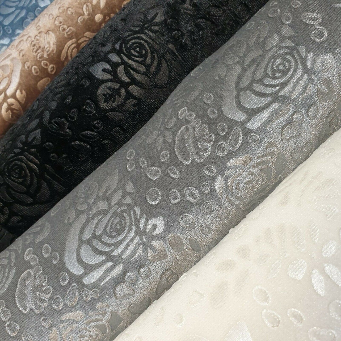 Roses Floral Embossed Stretch Velvet Velour Fabric – 58" Wide Premium Dress & Craft Material