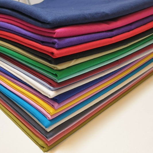 Lucky Dip Assorted 100% Cotton Egyptian Cambric / Poplin Fabric – 44" Wide Plain Material for Dressmaking & Crafts