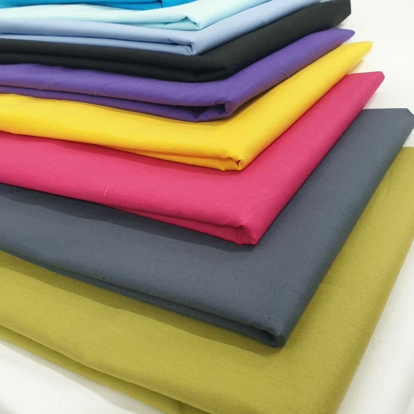 Lucky Dip Assorted 100% Cotton Egyptian Cambric / Poplin Fabric – 44" Wide Plain Material for Dressmaking & Crafts