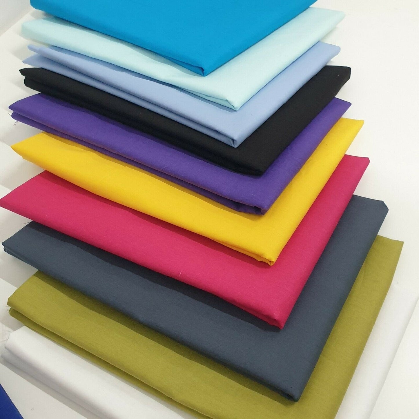 Lucky Dip Assorted 100% Cotton Egyptian Cambric / Poplin Fabric – 44" Wide Plain Material for Dressmaking & Crafts