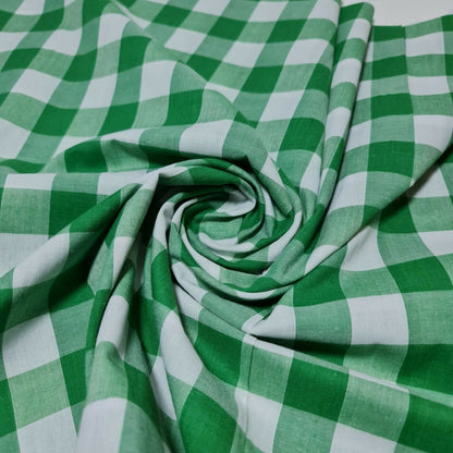 Polycotton Gingham Check Fabric – 1/8", 1/4", 1" Checks | Dress, Craft & Uniform Material (44” Wide, Sold by the Meter)