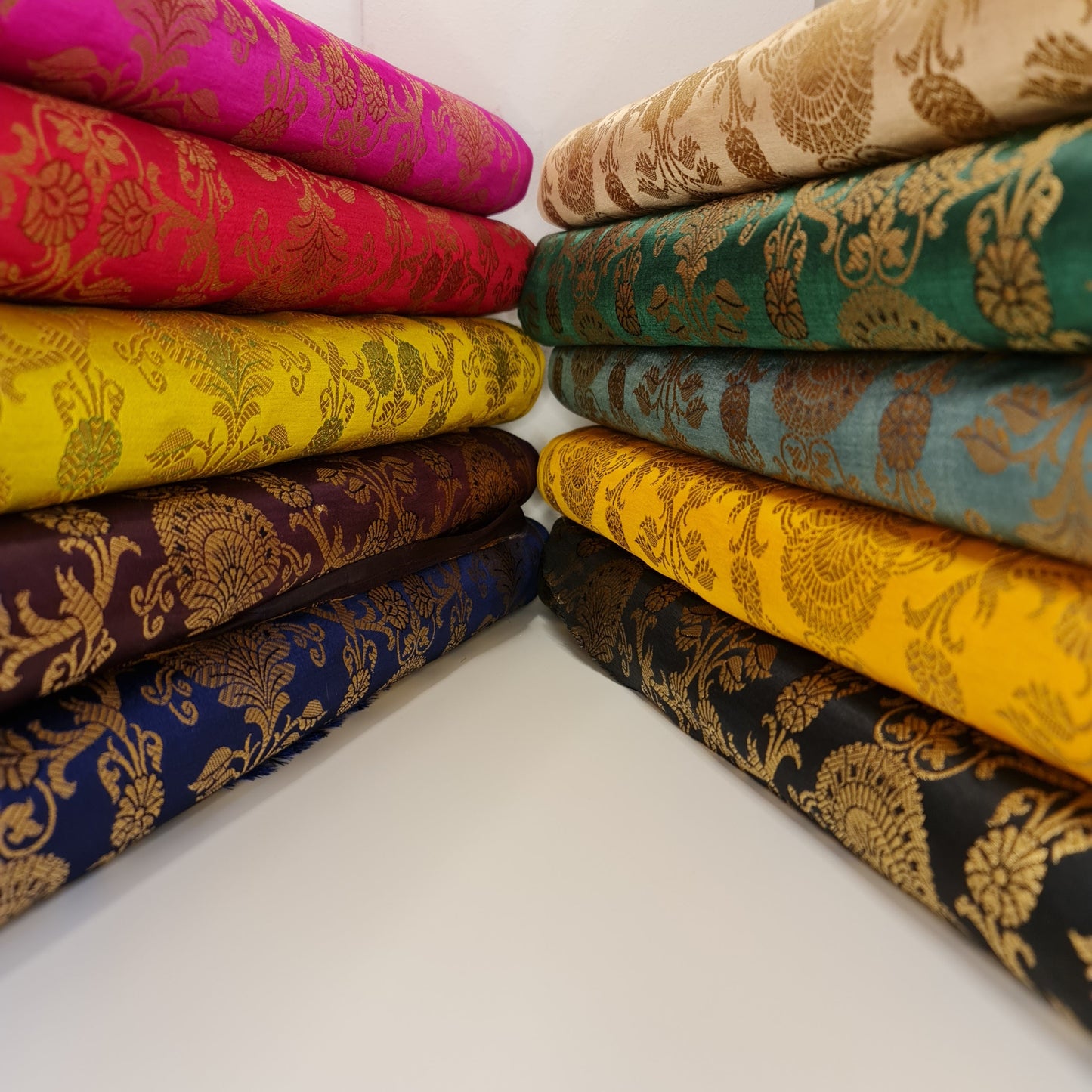 Regal Floral Pattern Indian Banarasi Brocade Fabric – 44" Wide Premium Jacquard Dress & Craft Material