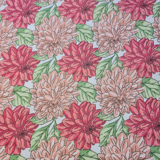 Dahlia Floral Polycotton Fabric – 44" Wide Dressmaking & Craft Material by the Metre
