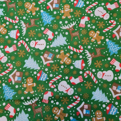 Christmas Festive Polycotton Print Fabric – 44" Wide Craft & Dressmaking Material by the Metre