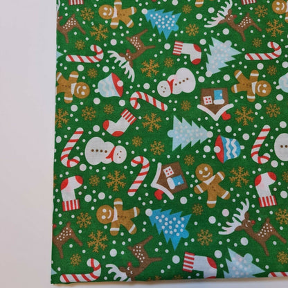 Christmas Festive Polycotton Print Fabric – 44" Wide Craft & Dressmaking Material by the Metre