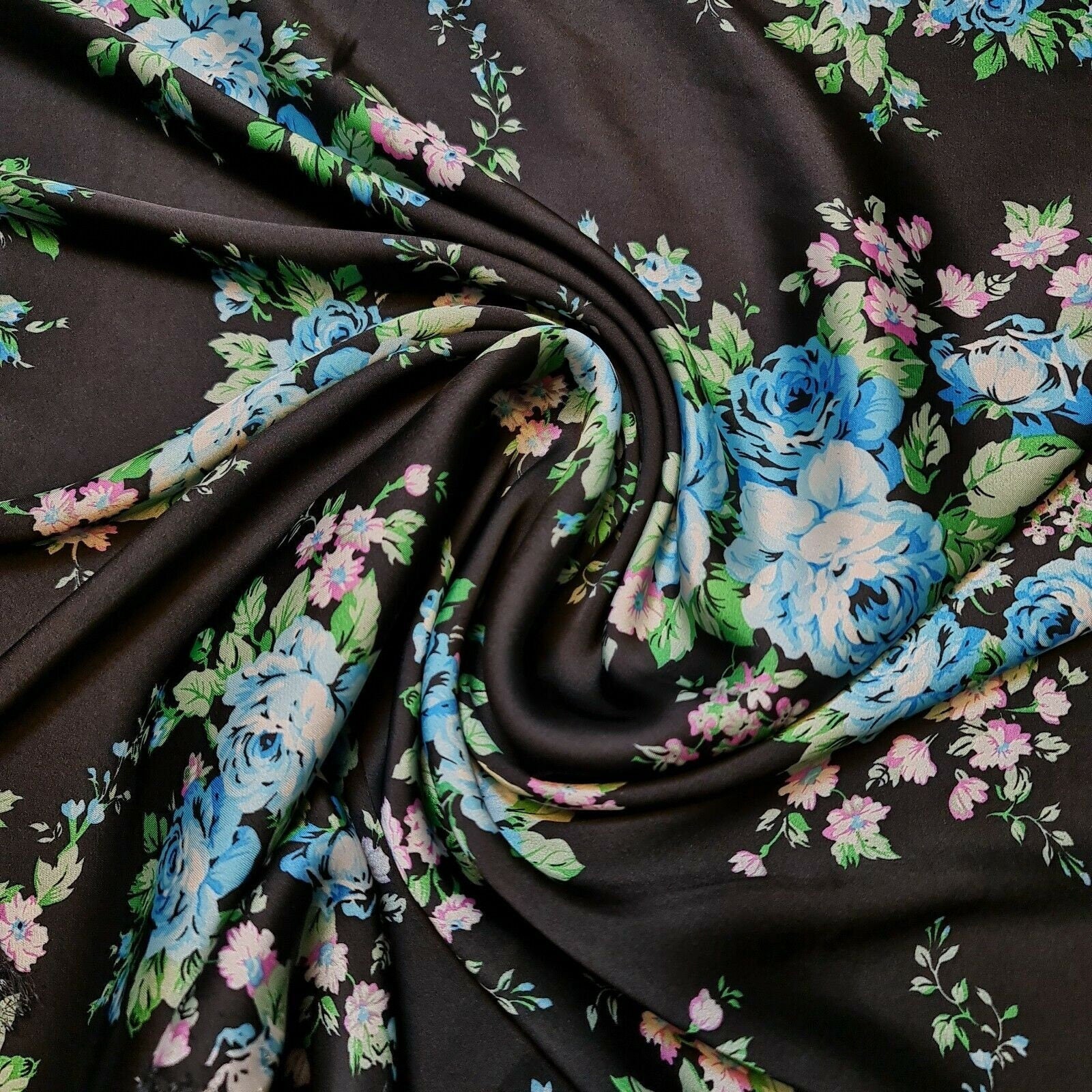 Floral Silk Satin Printed Fabric – 58