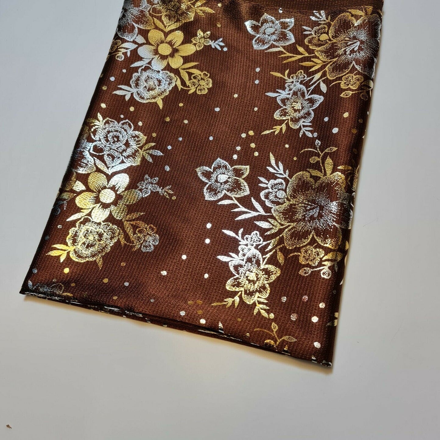 Floral Silk Satin Printed Fabric – 58" Wide Soft Silky Dress & Drape Material by the Metre