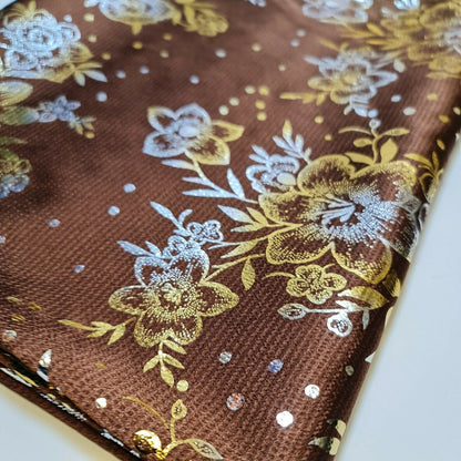 Floral Silk Satin Printed Fabric – 58" Wide Soft Silky Dress & Drape Material by the Metre