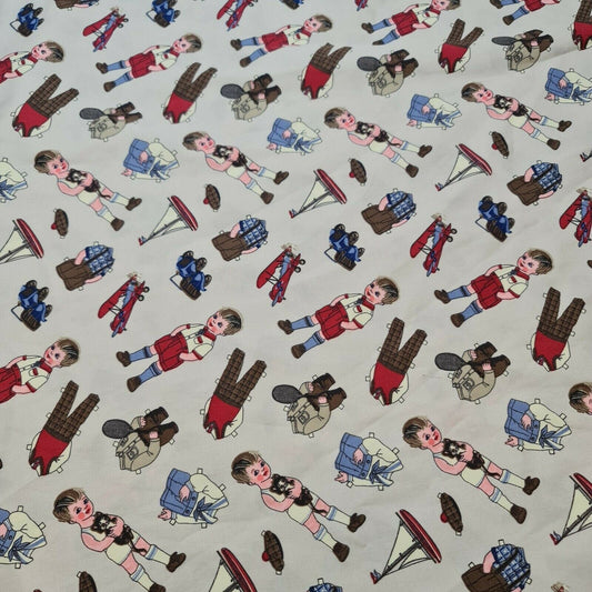 100% Cotton Silver Boat Kids Sailor Boats Print Craft Dress Fabric by Metre 44"
