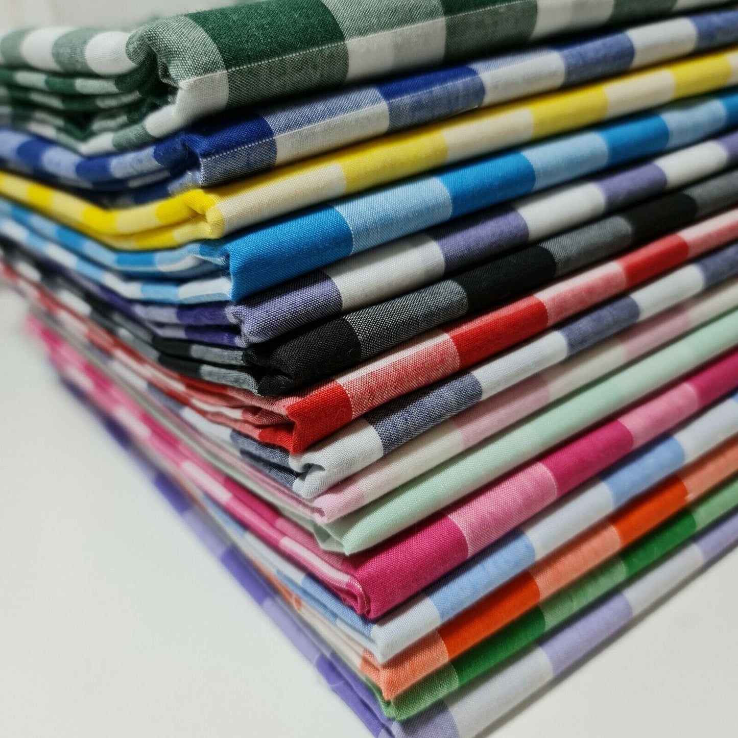Polycotton Gingham Check Fabric – 1/8", 1/4", 1" Checks | Dress, Craft & Uniform Material (44” Wide, Sold by the Meter)