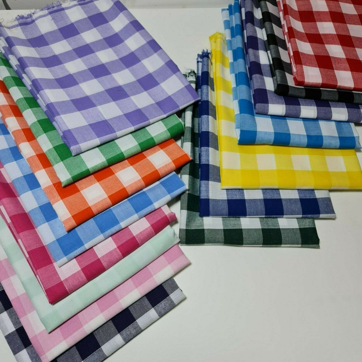 Polycotton Gingham Check Fabric – 1/8", 1/4", 1" Checks | Dress, Craft & Uniform Material (44” Wide, Sold by the Meter)