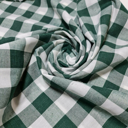 Polycotton Gingham Check Fabric – 1/8", 1/4", 1" Checks | Dress, Craft & Uniform Material (44” Wide, Sold by the Meter)