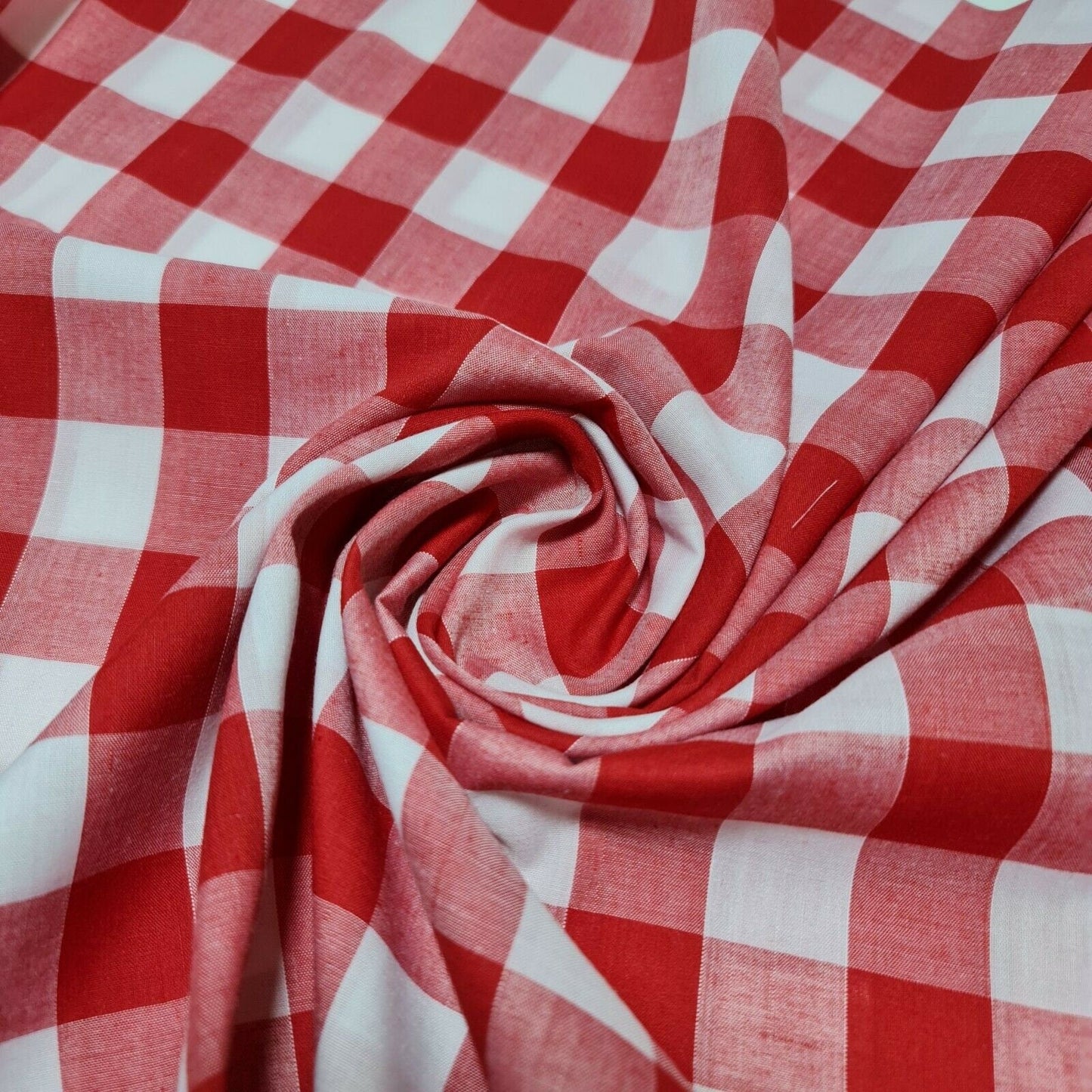 Polycotton Gingham Check Fabric – 1/8", 1/4", 1" Checks | Dress, Craft & Uniform Material (44” Wide, Sold by the Meter)