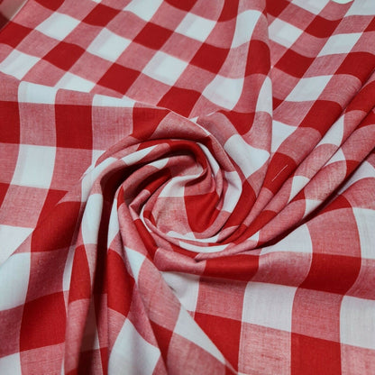 Polycotton Gingham Check Fabric – 1/8", 1/4", 1" Checks | Dress, Craft & Uniform Material (44” Wide, Sold by the Meter)