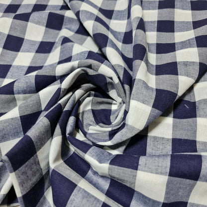 Polycotton Gingham Check Fabric – 1/8", 1/4", 1" Checks | Dress, Craft & Uniform Material (44” Wide, Sold by the Meter)