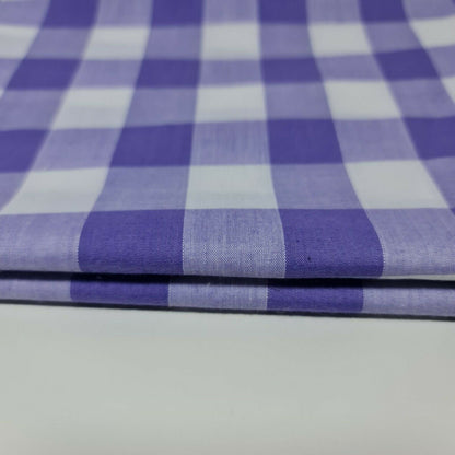 Polycotton Gingham Check Fabric – 1/8", 1/4", 1" Checks | Dress, Craft & Uniform Material (44” Wide, Sold by the Meter)