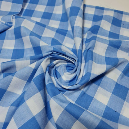 Polycotton Gingham Check Fabric – 1/8", 1/4", 1" Checks | Dress, Craft & Uniform Material (44” Wide, Sold by the Meter)