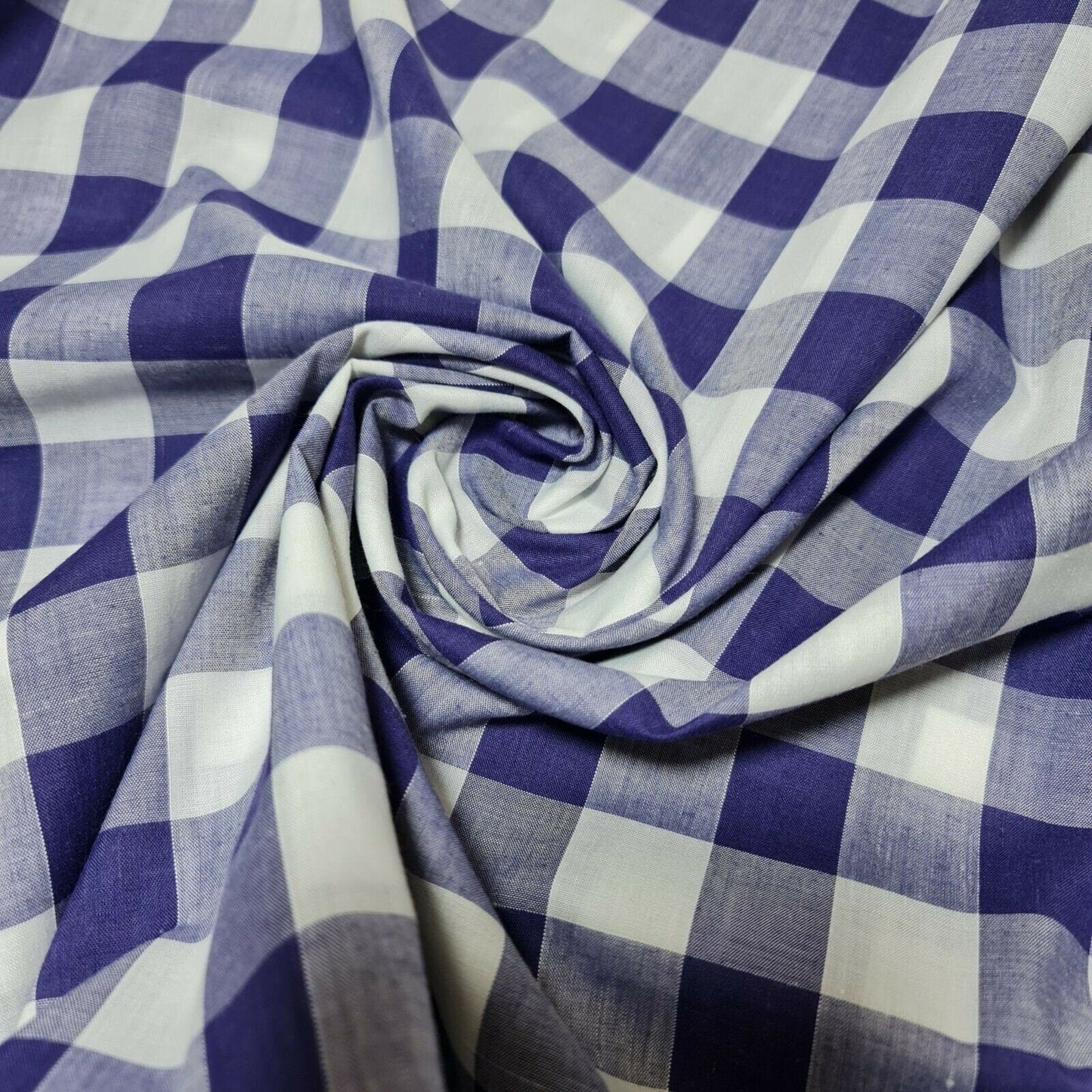 Polycotton Gingham Check Fabric – 1/8", 1/4", 1" Checks | Dress, Craft & Uniform Material (44” Wide, Sold by the Meter)