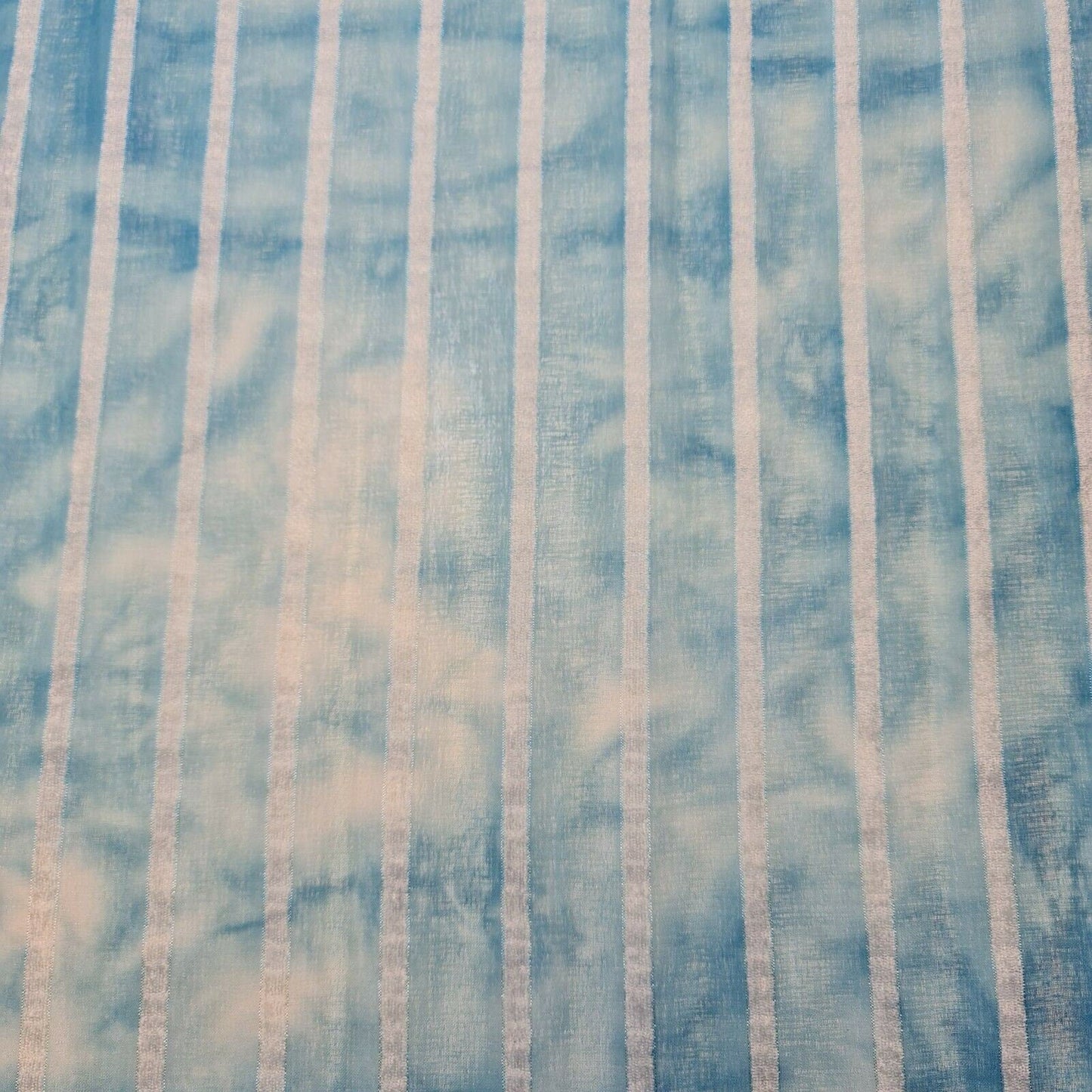 Polycotton Tie Dye White Velour Stripe Fabric – 58" Wide Boho Dress & Craft Material by the Metre