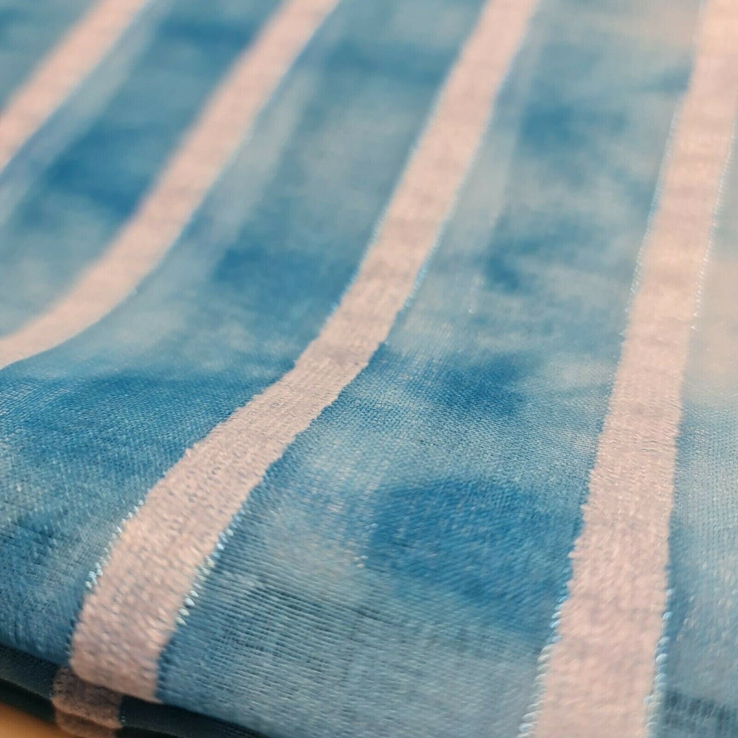 Polycotton Tie Dye White Velour Stripe Fabric – 58" Wide Boho Dress & Craft Material by the Metre