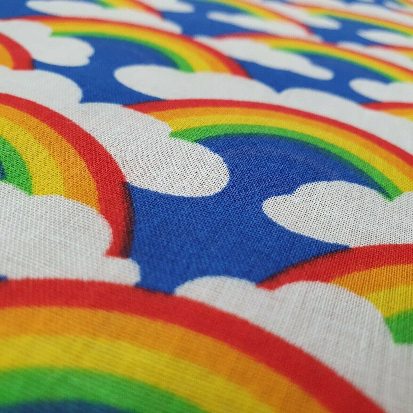 Thank You NHS Polycotton Fabric – 44" Wide Rainbows & Clouds Print for Dressmaking & Crafts