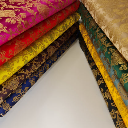 Regal Floral Pattern Indian Banarasi Brocade Fabric – 44" Wide Premium Jacquard Dress & Craft Material