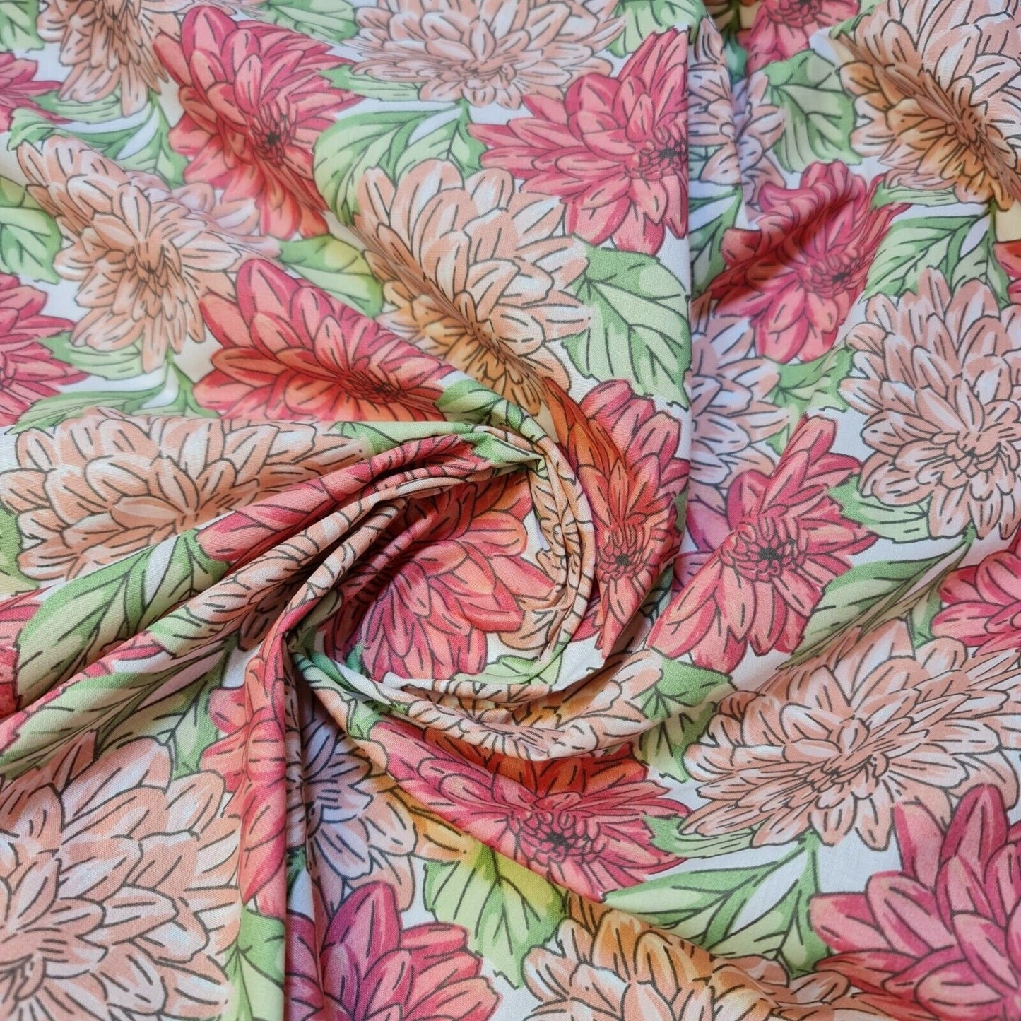 Printed Polycotton Fabric – 44" Wide – Floral, Animal, Nautical, Stars, Stripes, Fruit & Seasonal Craft Material by the Metre