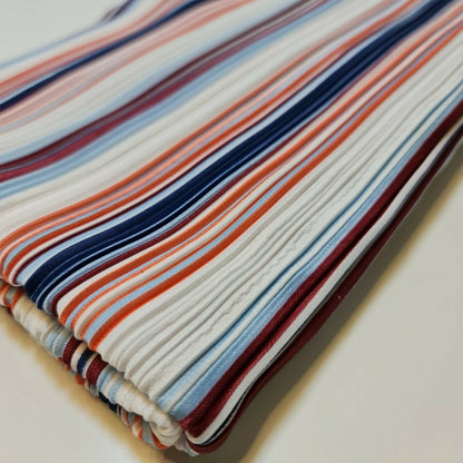 Vintage Multi Stripe Mixed Bar Lines Printed Pleated Plisse Jersey Fabric 58" (Design 1)