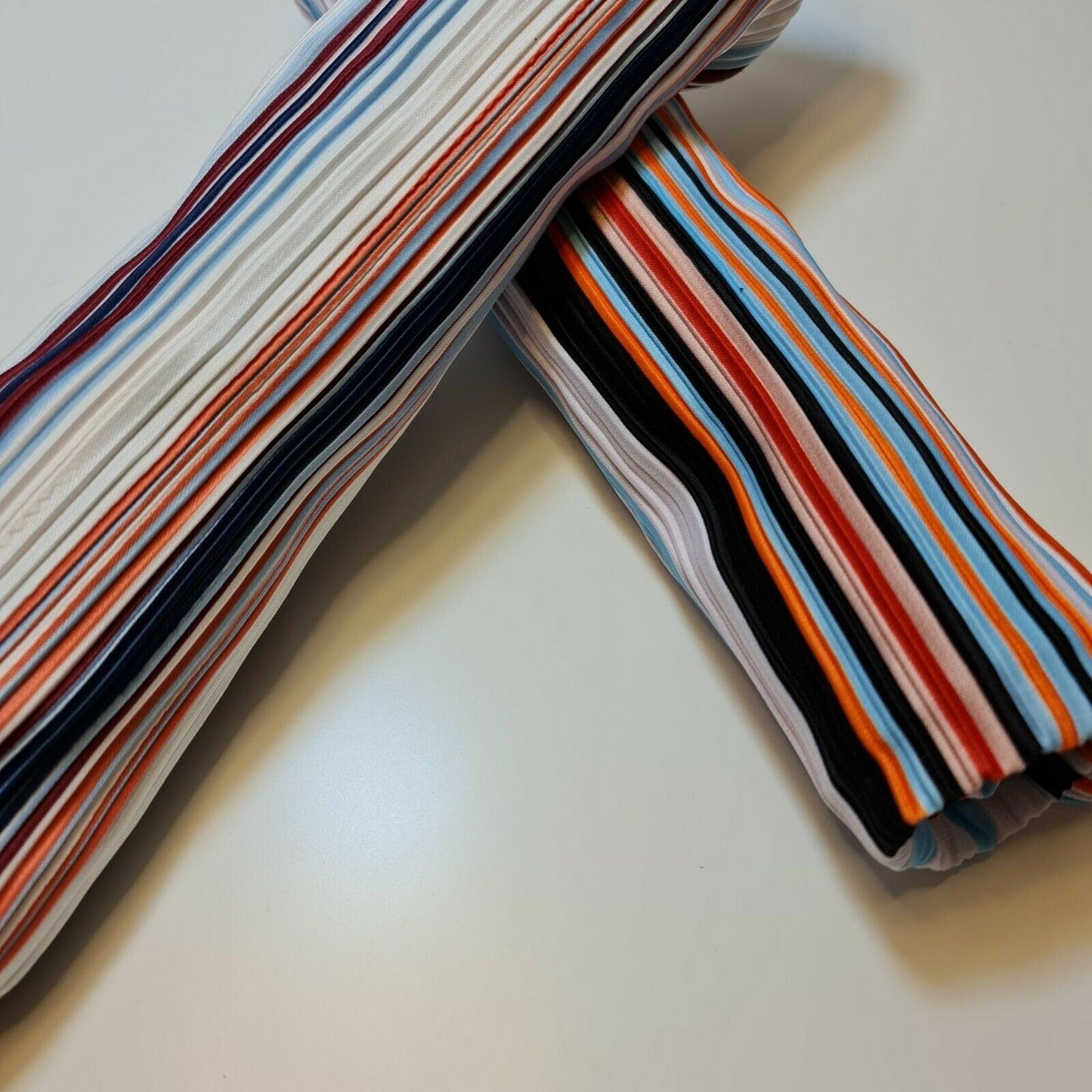 Vintage Multi Stripe Mixed Bar Lines Printed Pleated Plisse Jersey Fabric 58" (Design 1)