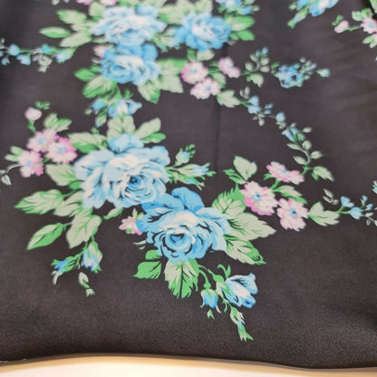 Floral Silk Satin Printed Fabric – 58" Wide Soft Silky Dress & Drape Material by the Metre