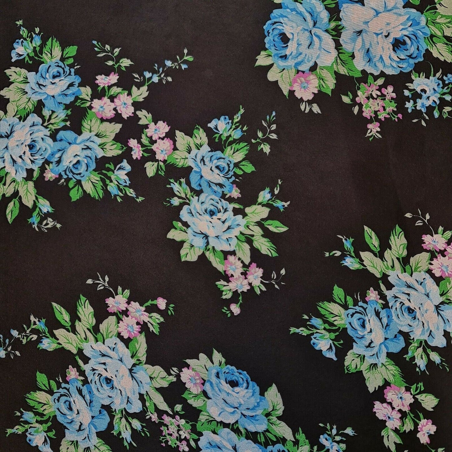 Floral Silk Satin Printed Fabric – 58" Wide Soft Silky Dress & Drape Material by the Metre