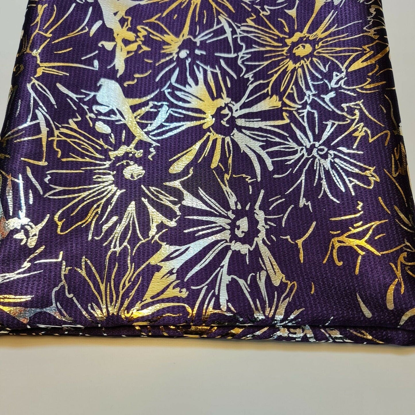 Floral Silk Satin Printed Fabric – 58" Wide Soft Silky Dress & Drape Material by the Metre