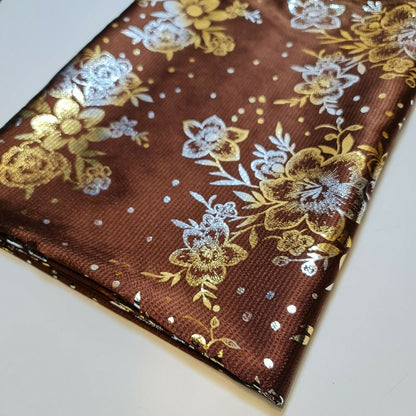 Floral Silk Satin Printed Fabric – 58" Wide Soft Silky Dress & Drape Material by the Metre