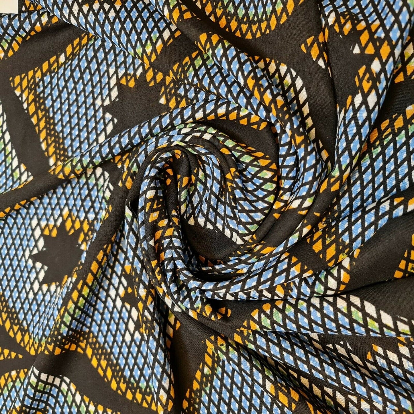 Soft Viscose Summer Black Leaf Print Fabric – Lightweight Dress & Craft Material 58" Wide by the Metre