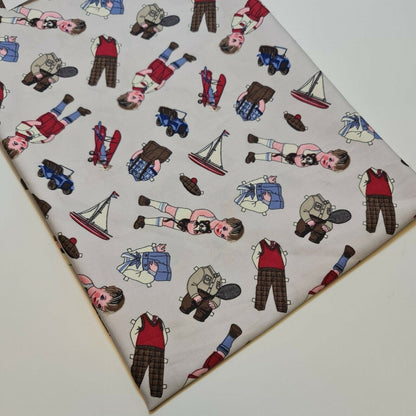 100% Cotton Silver Boat Kids Sailor Boats Print Craft Dress Fabric by Metre 44"