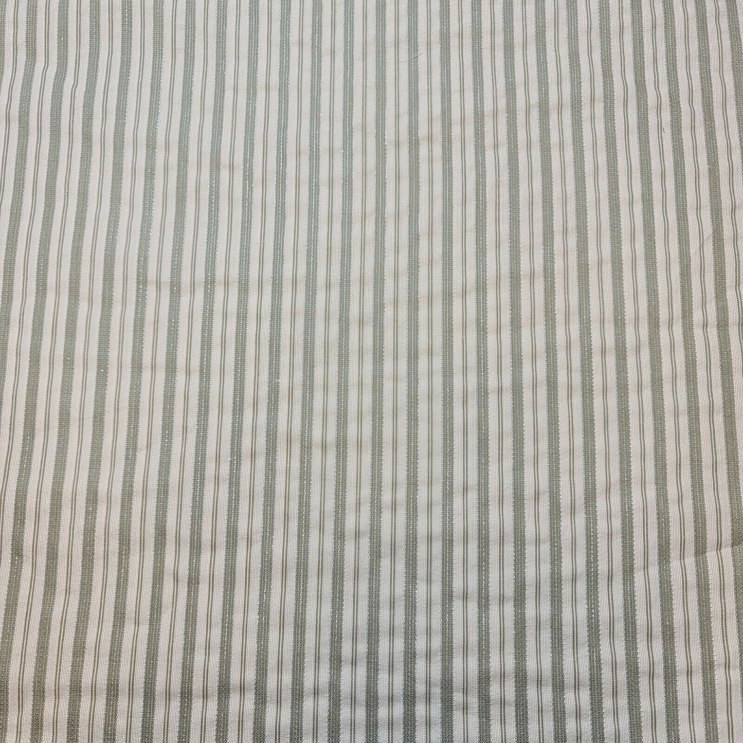 100% Cotton Sage Lurex Stripe Fabric – Soft Dress & Craft Material 58" Wide