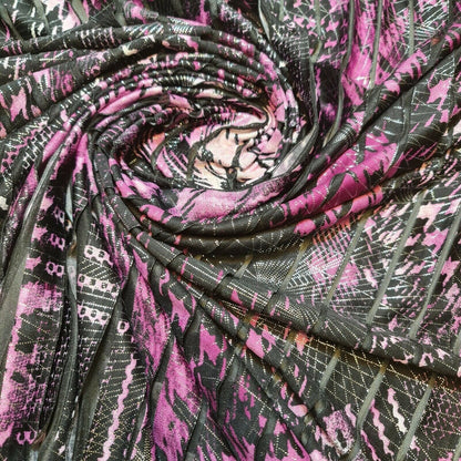 Rara Ruffle Frill Metallic Print Boho Elastane Dance Dress Fabric – 58" Wide