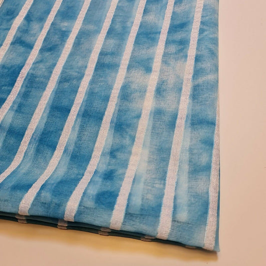 Polycotton Tie Dye White Velour Stripe Fabric – 58" Wide Boho Dress & Craft Material by the Metre