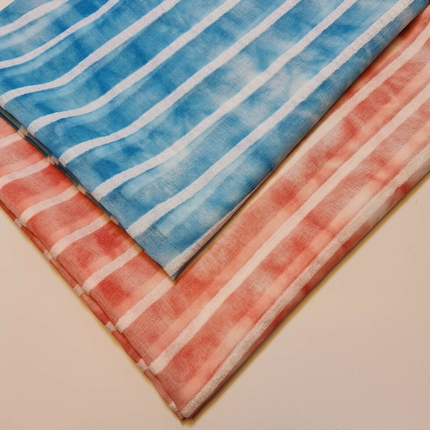 Polycotton Tie Dye White Velour Stripe Fabric – 58" Wide Boho Dress & Craft Material by the Metre