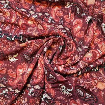Soft Poly Viscose Floral & Paisley Print Fabric – Dress & Craft Material 58" Wide