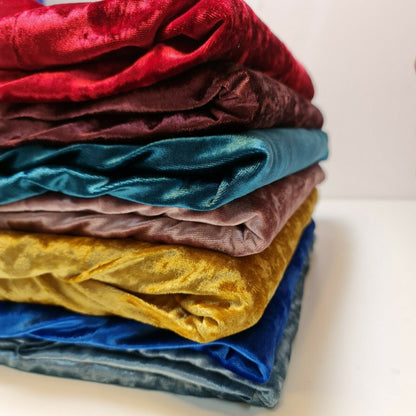 Crushed Velvet Stretch Velour Fabric – 58" Wide Plain Solid Colours Premium Material for Dresses, Crafts Projects