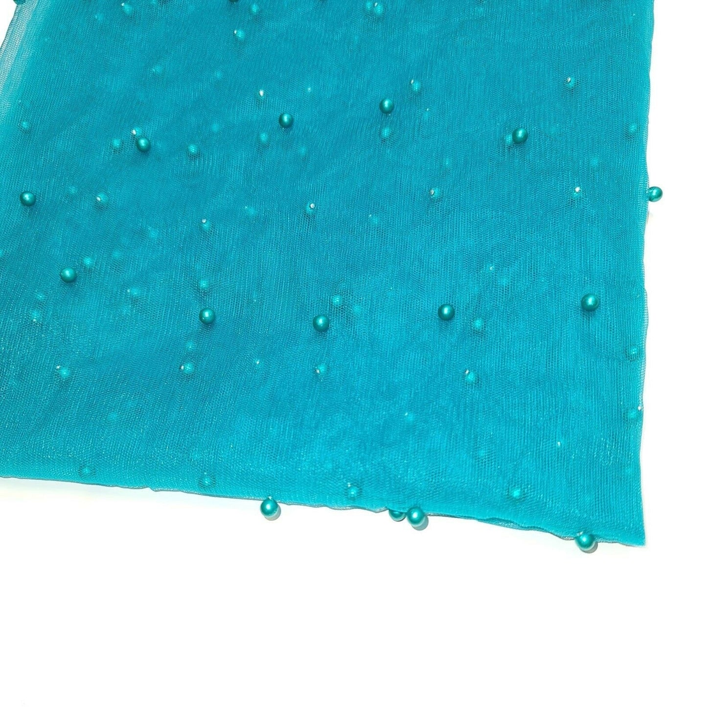 Tulle Beaded Pearl Lace Net Fabric – 58" Wide for Bridal Veils, Wedding Backdrops & Décor
