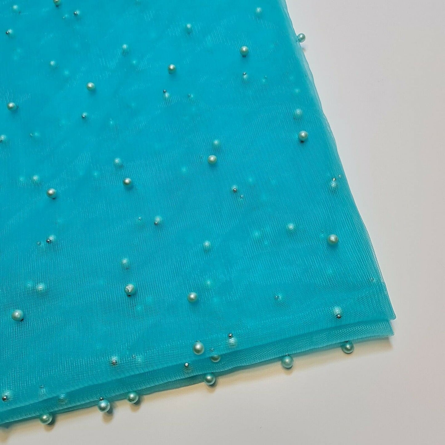 Tulle Beaded Pearl Lace Net Fabric – 58" Wide for Bridal Veils, Wedding Backdrops & Décor