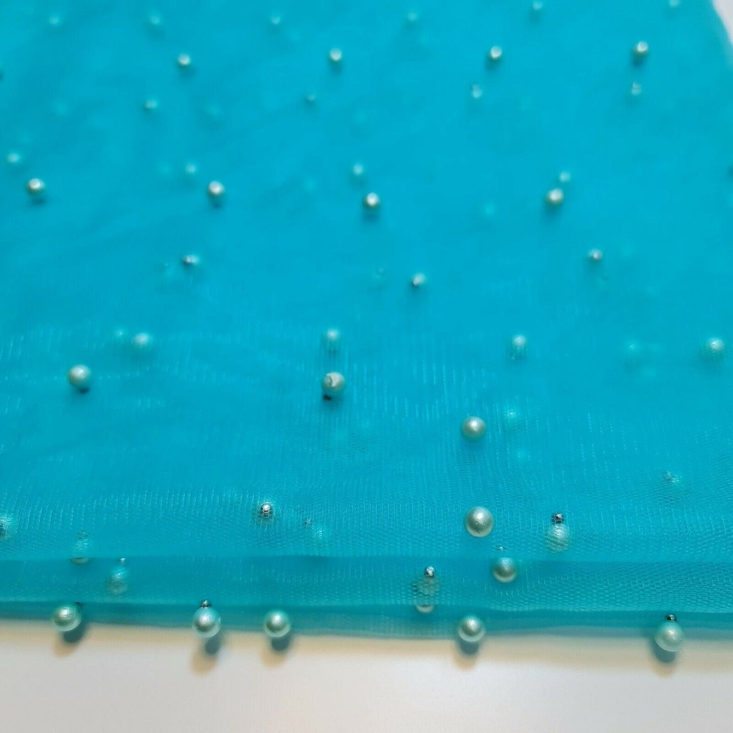 Tulle Beaded Pearl Lace Net Fabric – 58" Wide for Bridal Veils, Wedding Backdrops & Décor