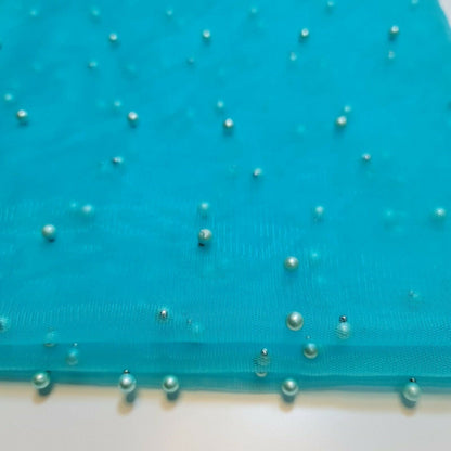 Tulle Beaded Pearl Lace Net Fabric – 58" Wide for Bridal Veils, Wedding Backdrops & Décor